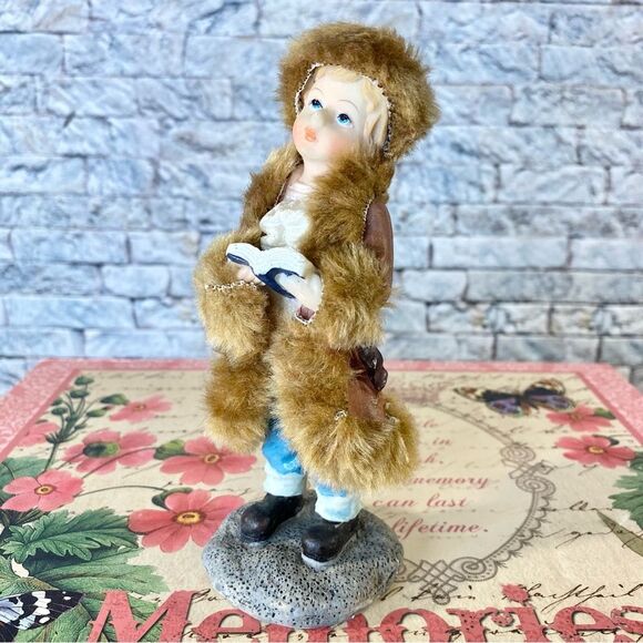 Vintage Other - Greenbrier International Inc Polystone Girl in Winter Coat with Song Book